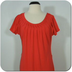 TALBOTS Dress M MEDIUM Womens Coral Red Rayon Short Sleeves